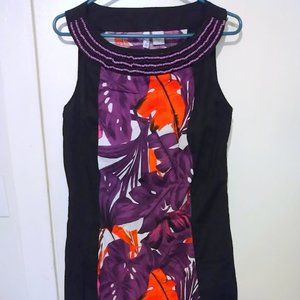 Sami & Jo Floral Hawaiian Dress Beaded Neckline 12 Tropical Resort Chic Vacation